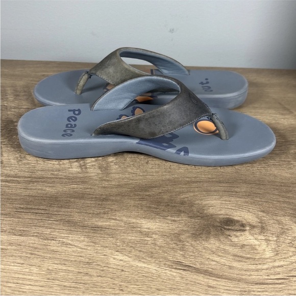 Life Is Good Flip Flop Sandals Peace Out Blue Size 7 - Picture 8 of 11
